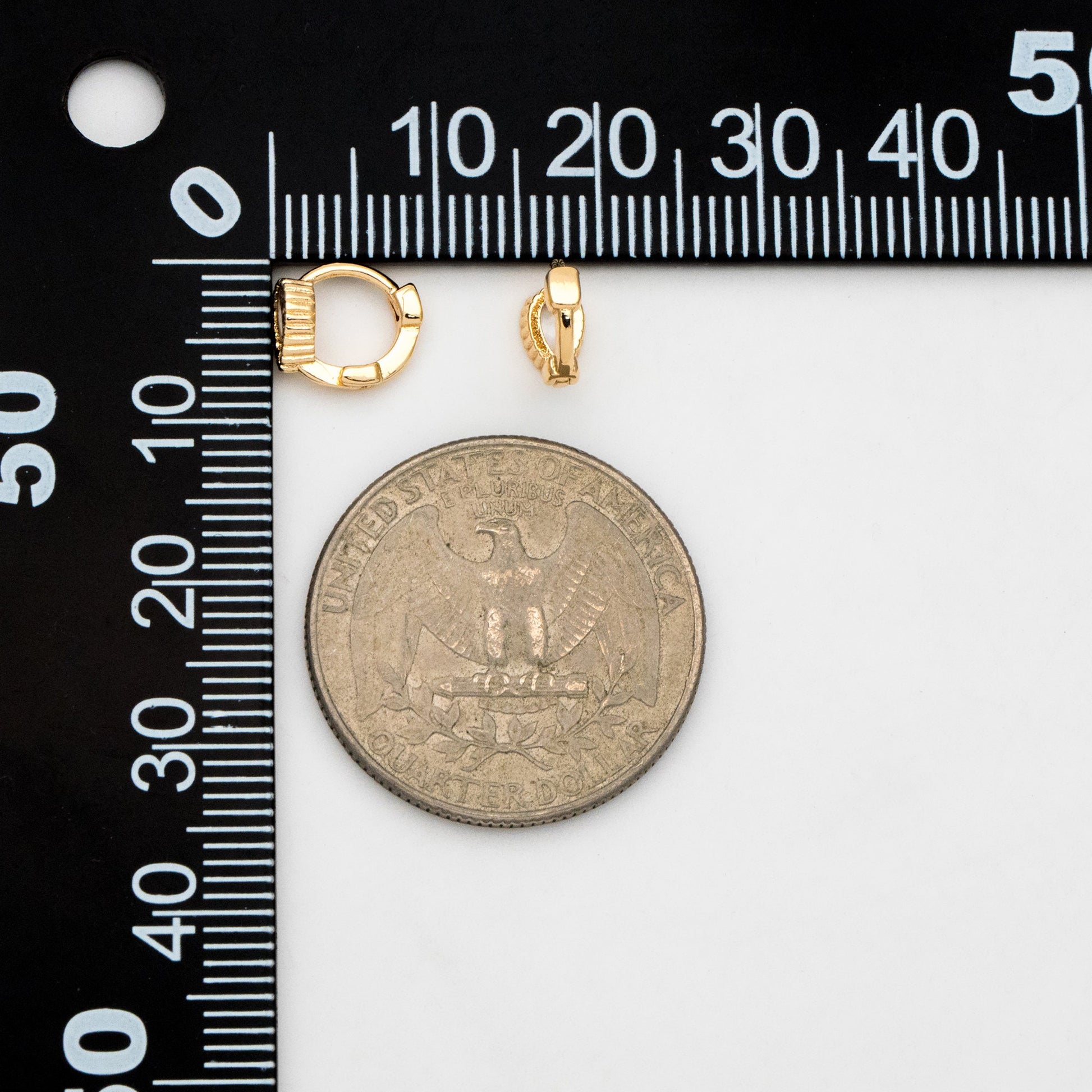 4pcs CZ Pave Tiny Teardrop Hoop Earrings 9mm, Cartilage Hoop (GB-3474-F)