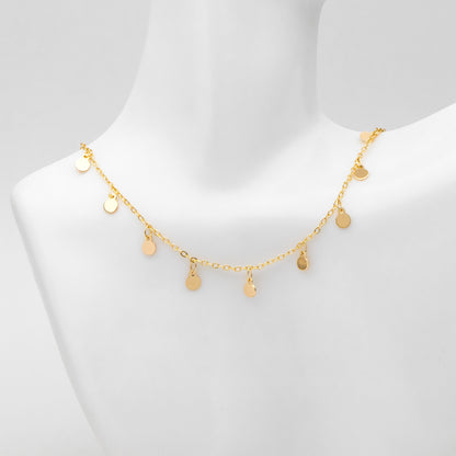 Gold/ Silver Tone Chain with 4mm Round Disc Charms, Real Gold/ Rhodium plated Brass Chain (#LK-458)/ 1 Meter=3.3ft