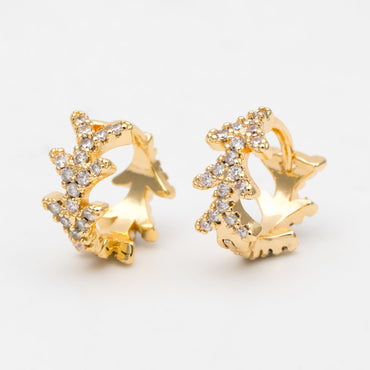 4pcs CZ Pave Arrow Hoop Earrings 10mm, Huggie Earrings, Minimalist Earring, Small Gold Hoops Earring (GB-3482)