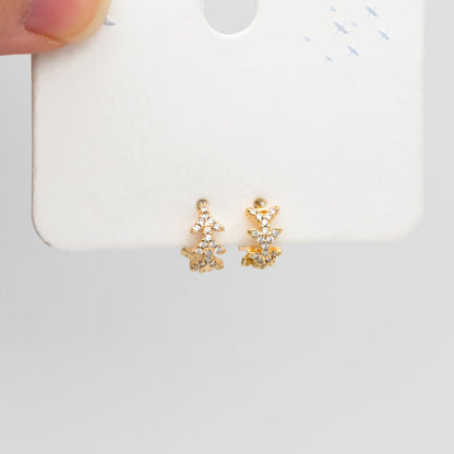 4pcs CZ Pave Arrow Hoop Earrings 10mm, Huggie Earrings, Minimalist Earring, Small Gold Hoops Earring (GB-3482)