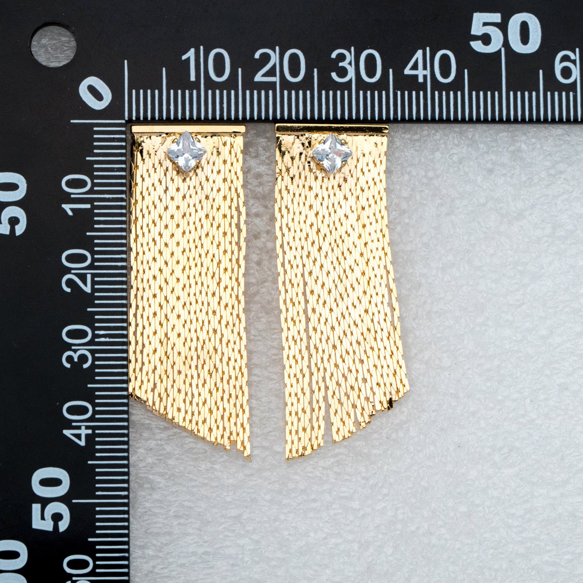 4pcs CZ Pave Chain Tassel Earrings, Long Tassel Stud Earring, Gold Dangling Earrings, Minimalist Earrings (GB-3483)