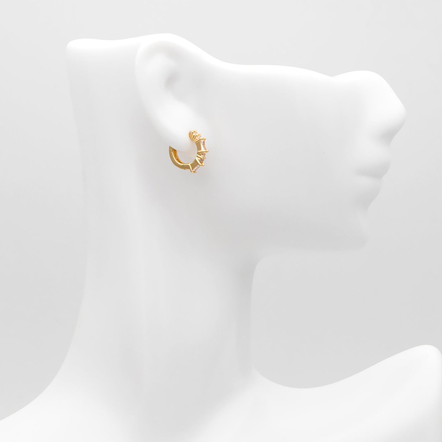 4pcs CZ Pave Hoop Earrings, 11mm, Huggie Earrings, Minimalist Earring, Small Gold Hoops Earring (GB-3399-E)