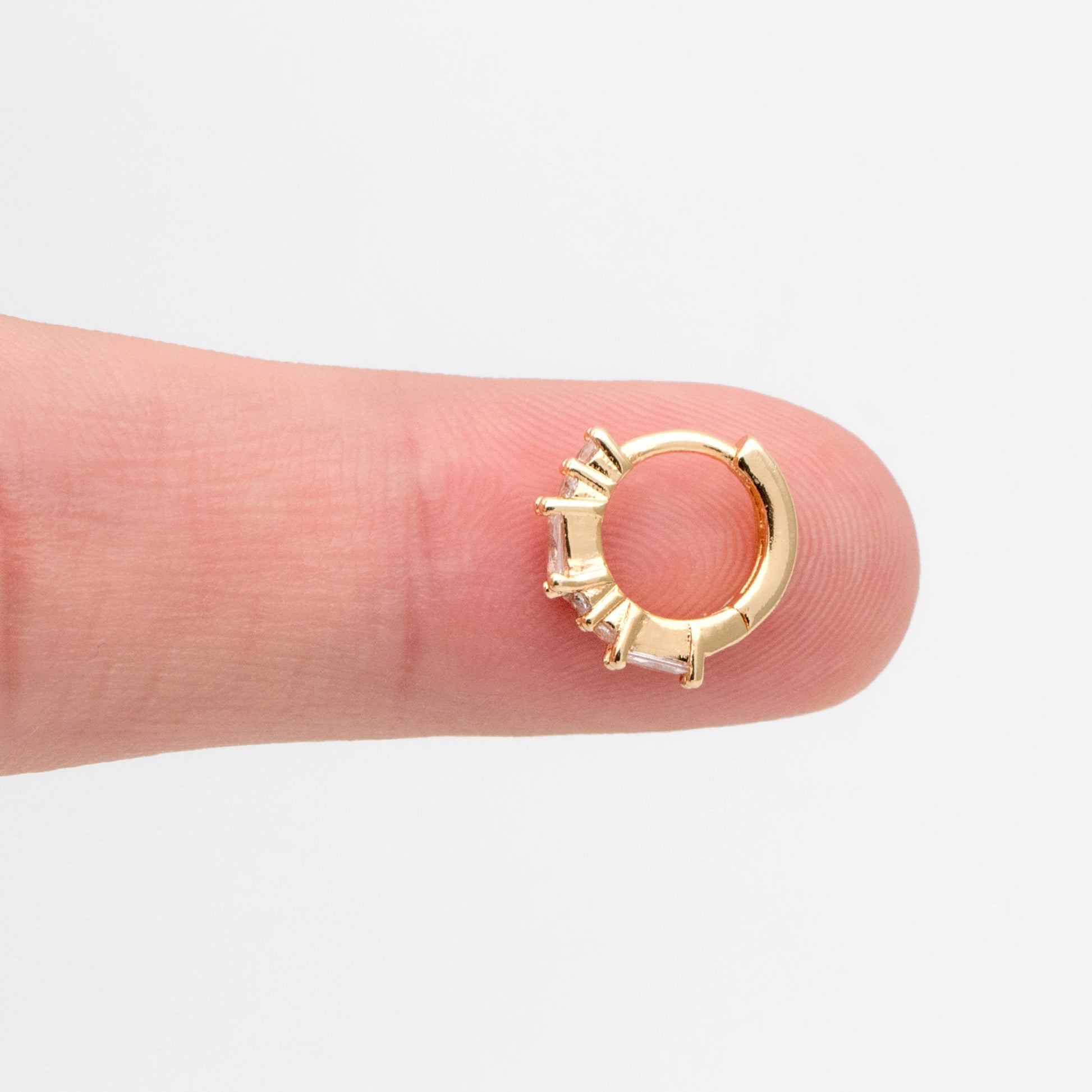 4pcs CZ Pave Hoop Earrings, 11mm, Huggie Earrings, Minimalist Earring, Small Gold Hoops Earring (GB-3399-E)