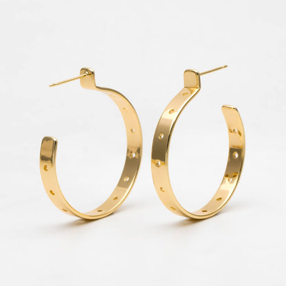 4pcs Gold Earring Posts 20/ 30mm, Gold plated Brass, Geometric Circle Stud Earring with Multi Holes (GB-3490)