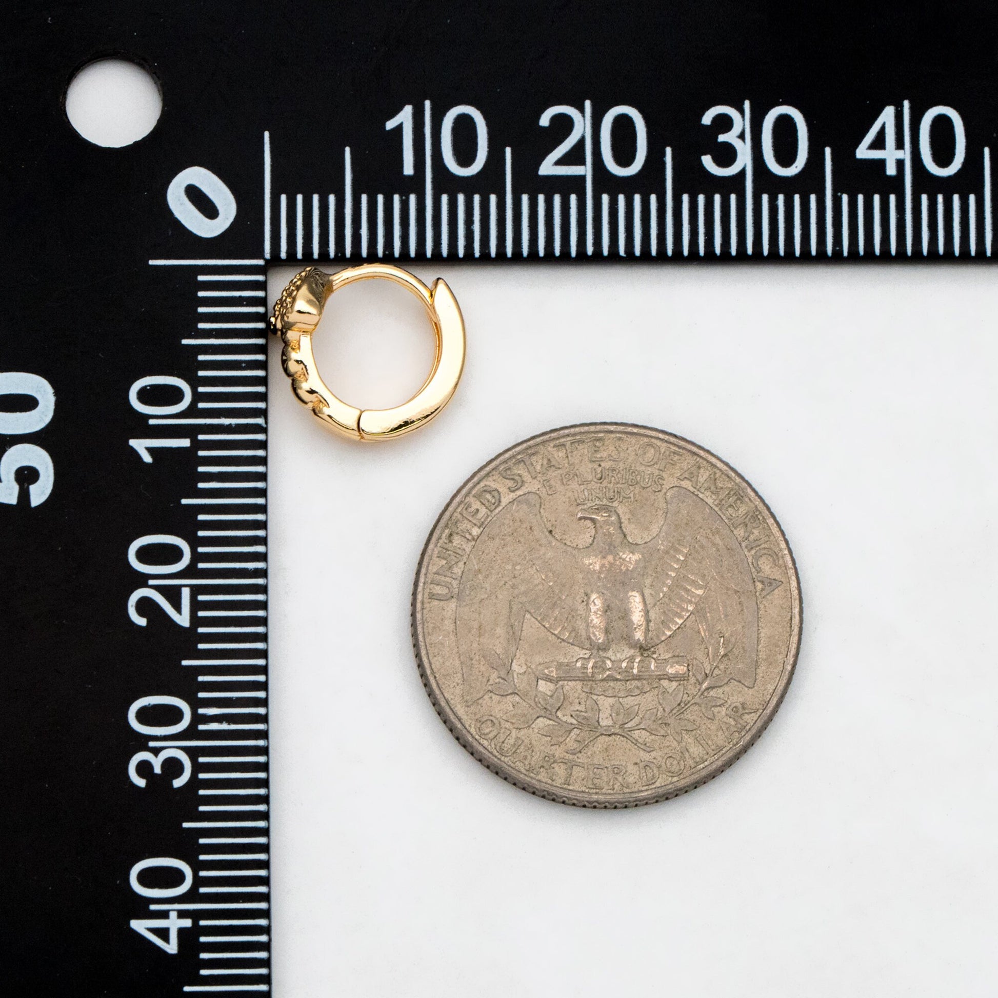 4pcs CZ Pave Heart Hoop Earrings, 12mm, Dainty Huggie Earrings, Minimalist Earring, Gold Hoops Earring (GB-3477-G)