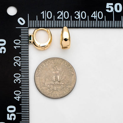 4pcs Emerald CZ Pave Hoop Earrings, 18K Gold plated Brass, Oval Huggie Leverback Ear Hooks (GB-3456)