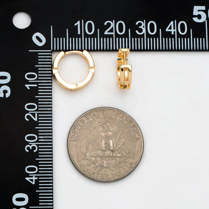 4pcs Gold Hoop Earrings, 14mm, Gold Huggie Earrings, Gold Chain Earrings (GB-3020-C)