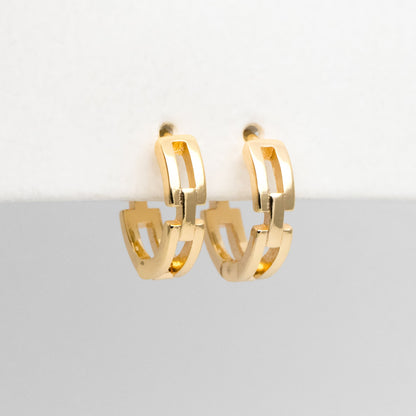 4pcs Gold Hoop Earrings, 14mm, Gold Huggie Earrings, Gold Chain Earrings (GB-3020-C)