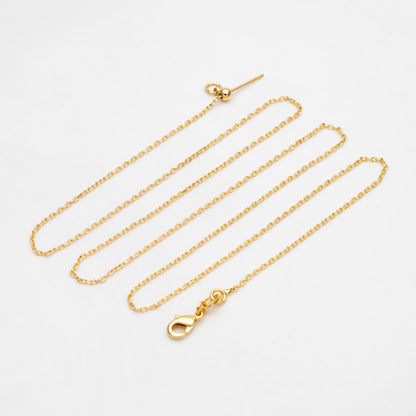 Gold/ Silver Cable Chain Adjustable Necklace 1mm, Gold/ Rhodium plated Brass Finished Dainty Necklace, 19.5 Inch Ready to Wear (#LK-587)