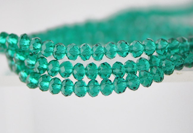 Rondelle Faceted Glass Beads Peacock Green 3x4mm -(BZ04-05) / 120Pcs