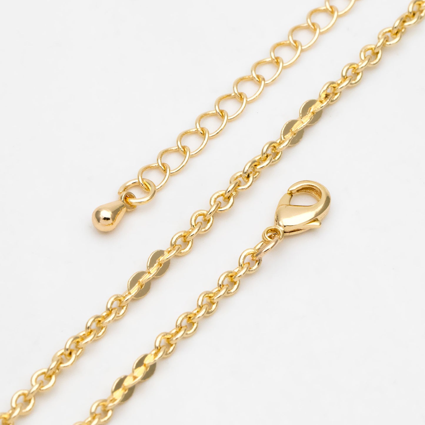 Gold Cable Chain 2.7mm Wide, Finished Bracelet/ Anklet/ Necklace with Extender Chain, 18K Gold plated Brass, Ready to Wear (#LK-104-2.7)