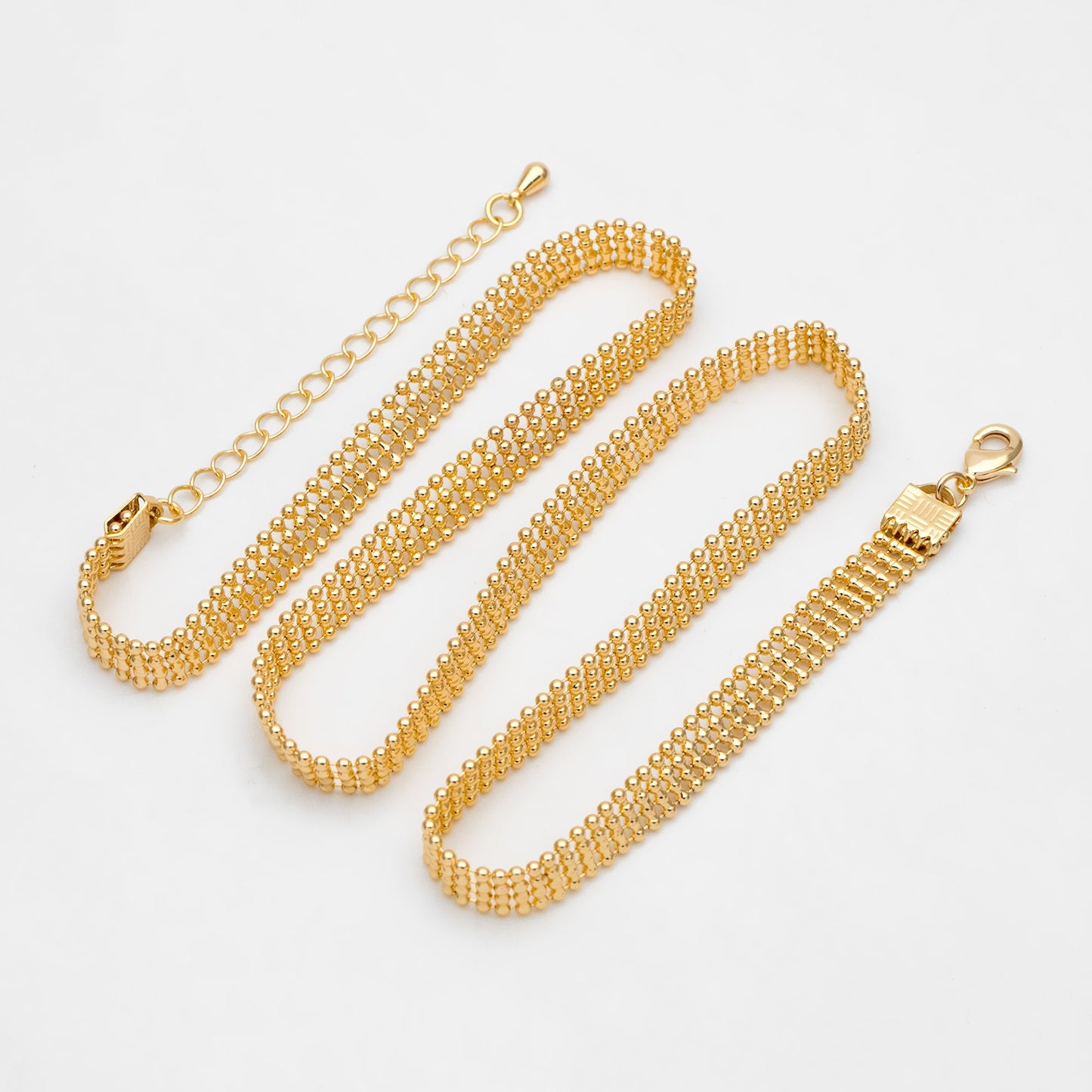 Gold/ Silver Multi Strand Ball Chains 6.2mm, Finished Bracelet/ Anklet/ Necklace with Extender Chain, Ready to Wear (#LK-233)