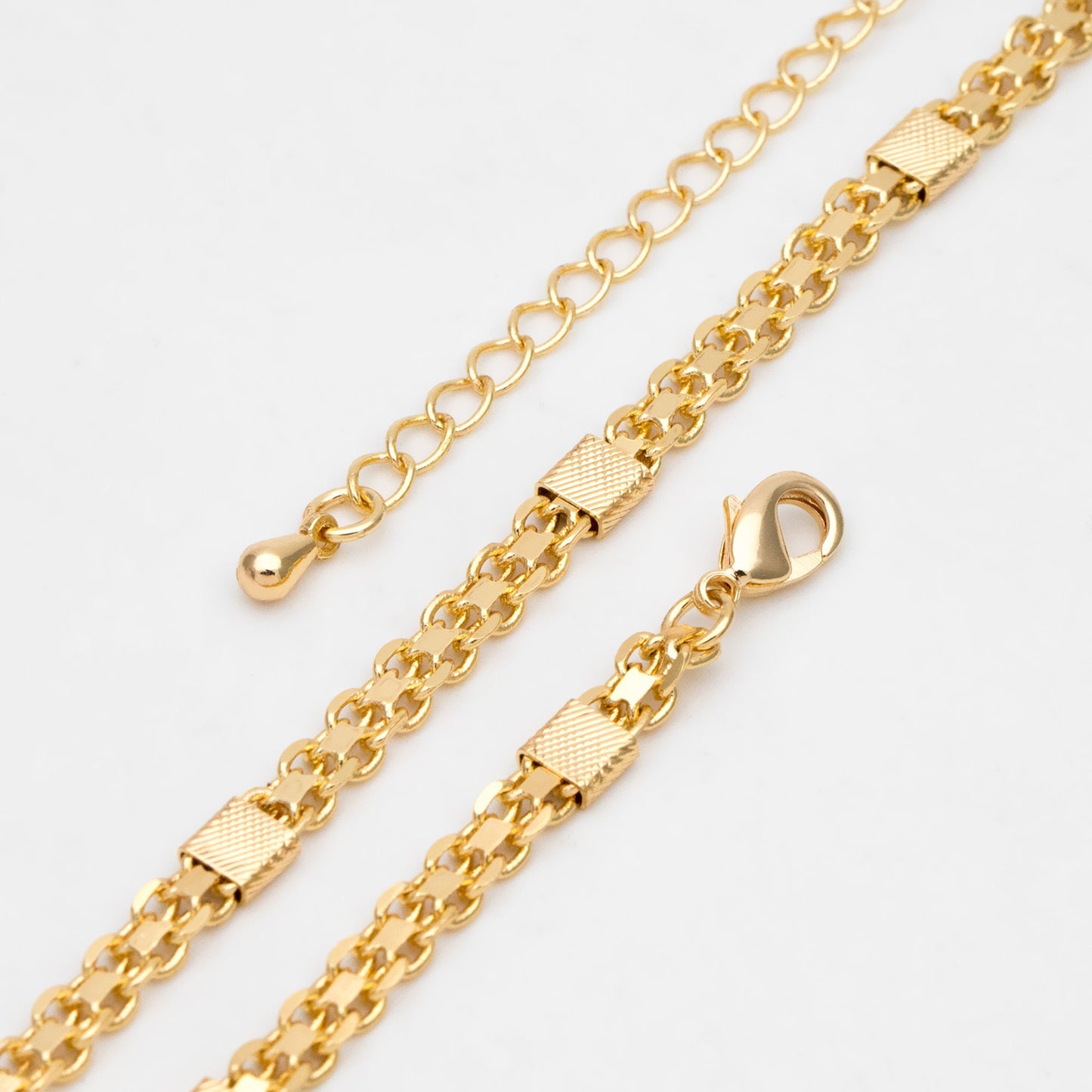 Gold plated Brass Chain 4.4mm, Finished Bracelet/ Anklet/ Necklace with Extender Chain, Ready to Wear (#LK-426)