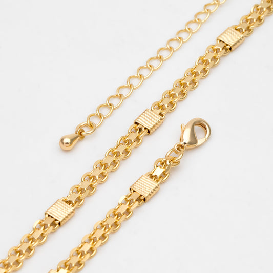 Gold plated Brass Chain 4.4mm, Finished Bracelet/ Anklet/ Necklace with Extender Chain, Ready to Wear (#LK-426)