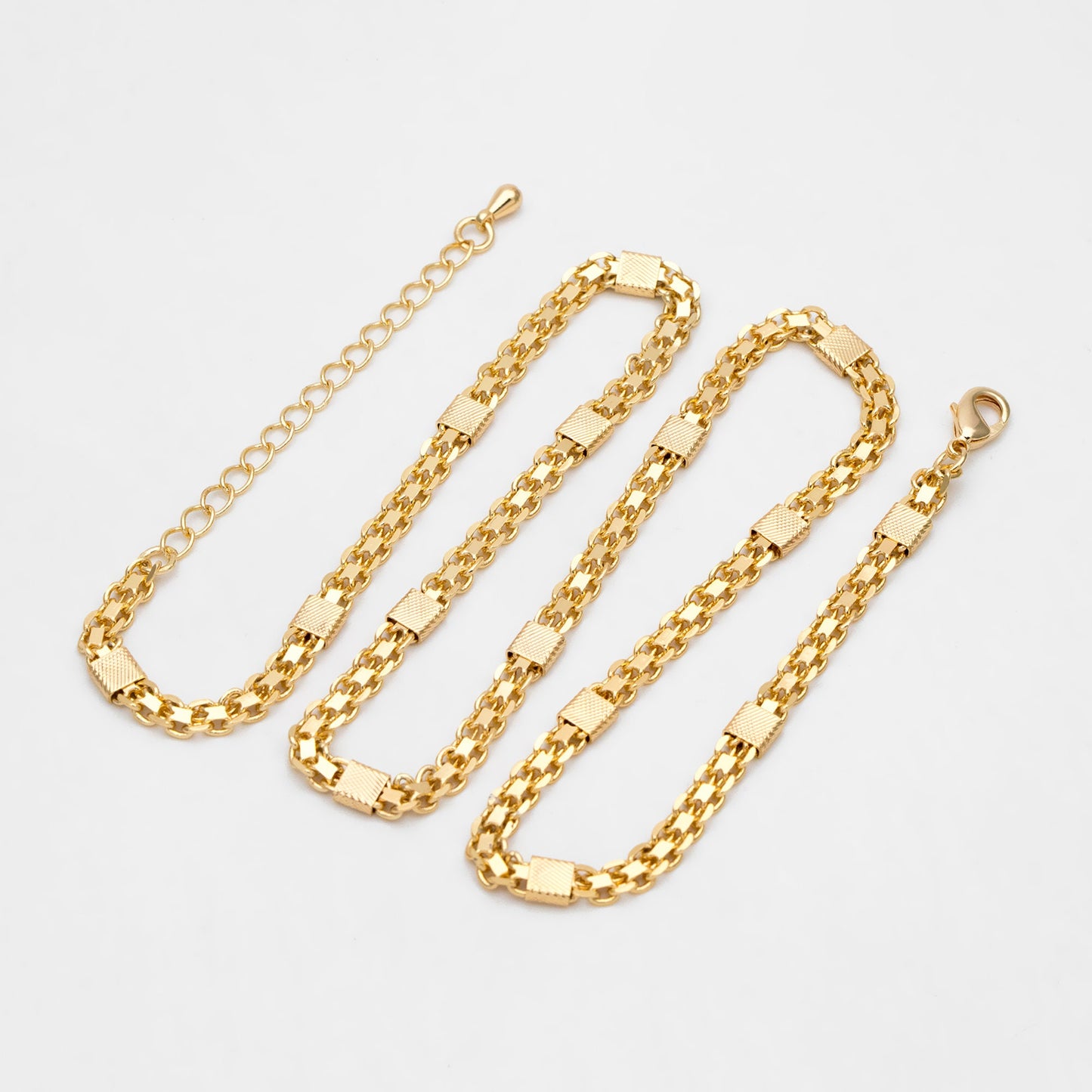 Gold plated Brass Chain 4.4mm, Finished Bracelet/ Anklet/ Necklace with Extender Chain, Ready to Wear (#LK-426)