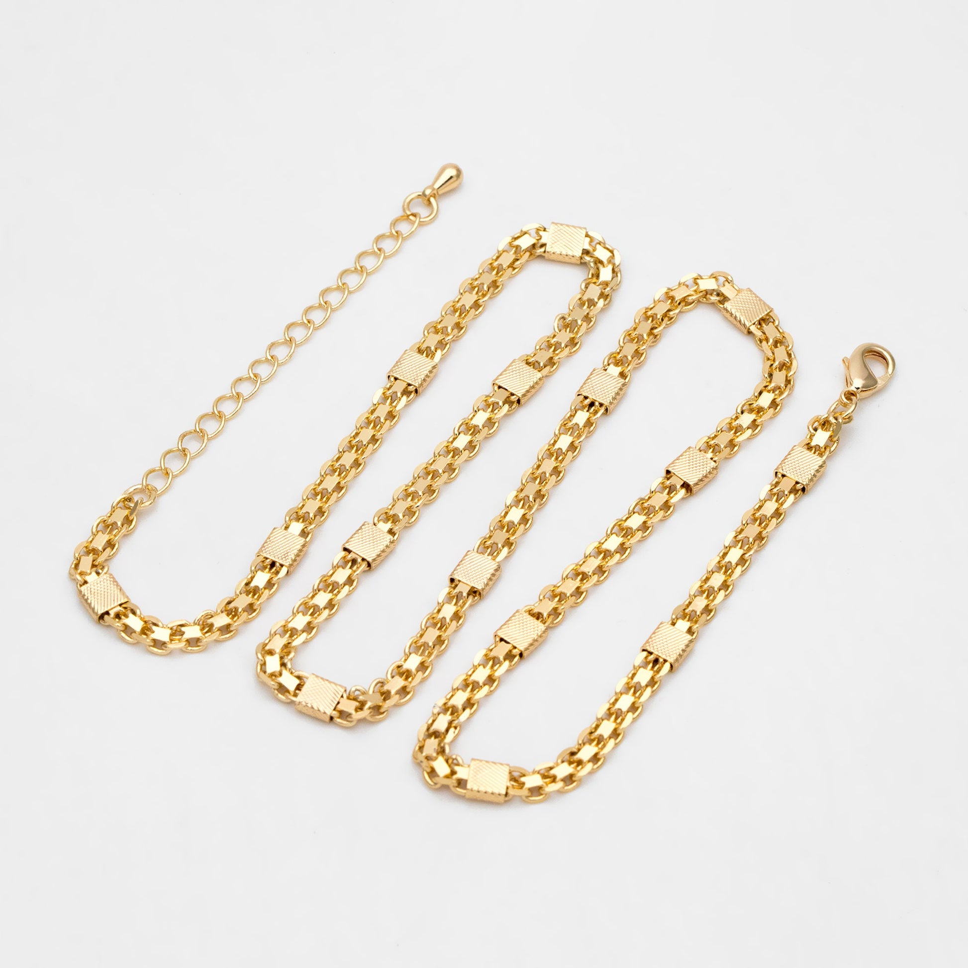 Gold plated Brass Chain 4.4mm, Finished Bracelet/ Anklet/ Necklace with Extender Chain, Ready to Wear (#LK-426)