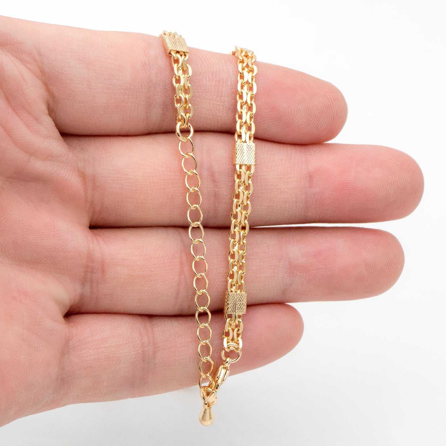 Gold plated Brass Chain 4.4mm, Finished Bracelet/ Anklet/ Necklace with Extender Chain, Ready to Wear (#LK-426)