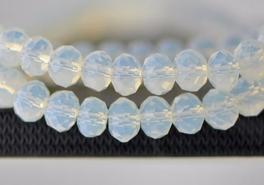 65 beads-Crystal Glass Faceted Rondelle Beads Opalite 6x8mm- BZ08-11/ Full strand
