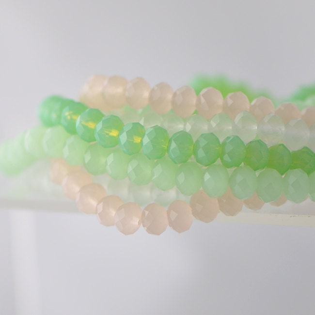 65 beads-Crystal Glass Faceted Rondelle Beads Opalite 6x8mm- BZ08-11/ Full strand