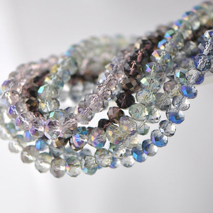 65 beads- Faceted Glass Crystal Rondelle Beads Rose& Gold 6x8mm -BZ0852