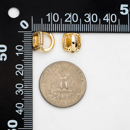 4pcs CZ Pave Square Star Hoop Earrings, 12mm, Dainty Huggie Earrings, Minimalist Earring, Small Gold Hoops Earring (GB-3894-A)