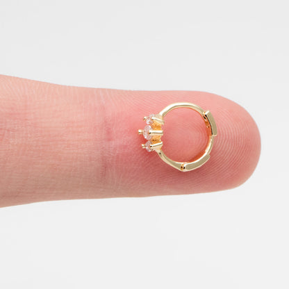4pcs CZ Pave Marquise Hoop Earrings, 10mm, Dainty Huggie Earrings, Minimalist Earring, Small Gold Hoops Earring (GB-3467-A)