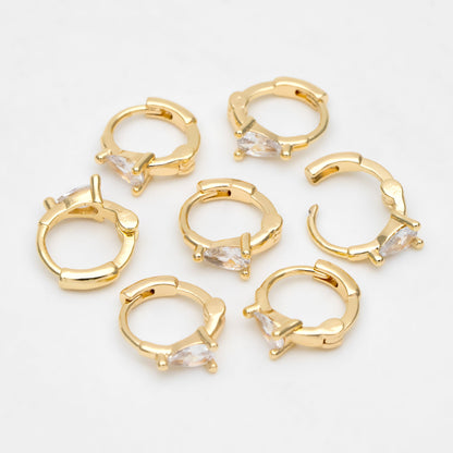 4pcs CZ Pave Tiny Teardrop Hoop Earrings, 12mm, Cartilage Hoop (GB-3467-C)