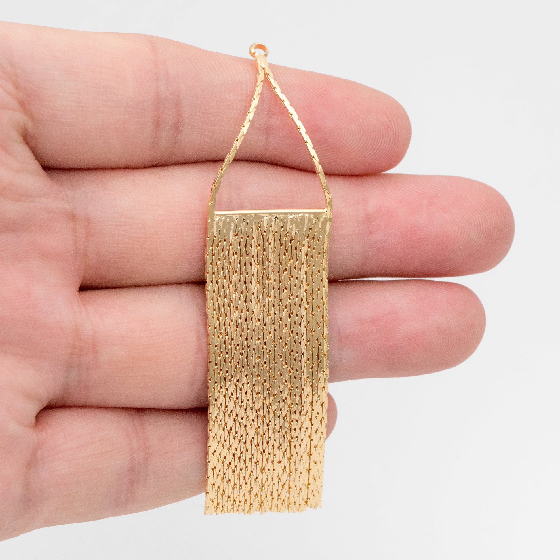 4pcs Gold Chain Tassels 74x19mm, Gold plated Brass Tassel Charm Pendants (GB-945-A)