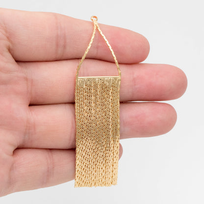 4pcs Gold Chain Tassels 74x19mm, Gold plated Brass Tassel Charm Pendants (GB-945-A)