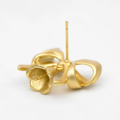 4pcs Matte Gold plated Brass Christmas Bowknot Earring, 18x20mm, Half Drilled Pearl Mounts, Pearl Earring Settings (GB-3473)