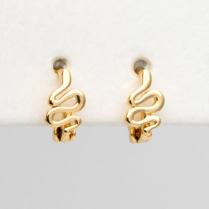 4pcs Gold Tiny Snake Hoop Earrings, 8mm hoop, Tragus Hoop, Rook Hoop, Helix Hoop, Cartilage Hoop, Cartilage Clicker Hoop (GB-3474-H)