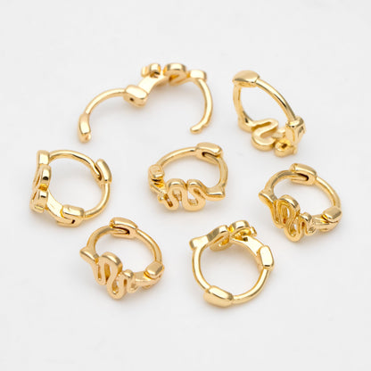 4pcs Gold Tiny Snake Hoop Earrings, 8mm hoop, Tragus Hoop, Rook Hoop, Helix Hoop, Cartilage Hoop, Cartilage Clicker Hoop (GB-3474-H)