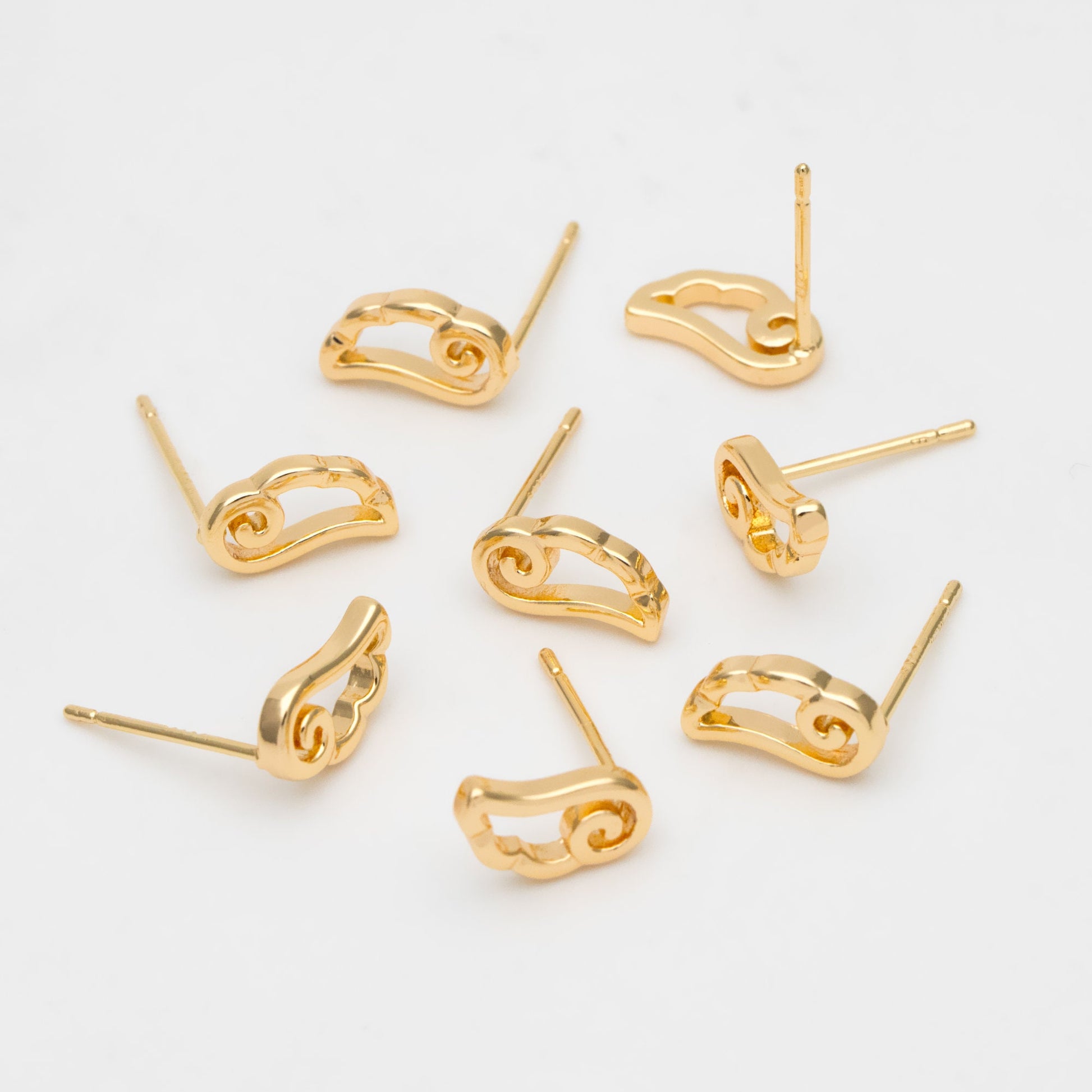 10pcs Gold Tiny Angel Wing Stud Earrings, Dianty Ear Posts, Jewelry Supplies (GB-3491)
