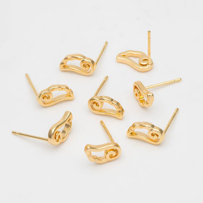 10pcs Gold Tiny Angel Wing Stud Earrings, Dianty Ear Posts, Jewelry Supplies (GB-3491)