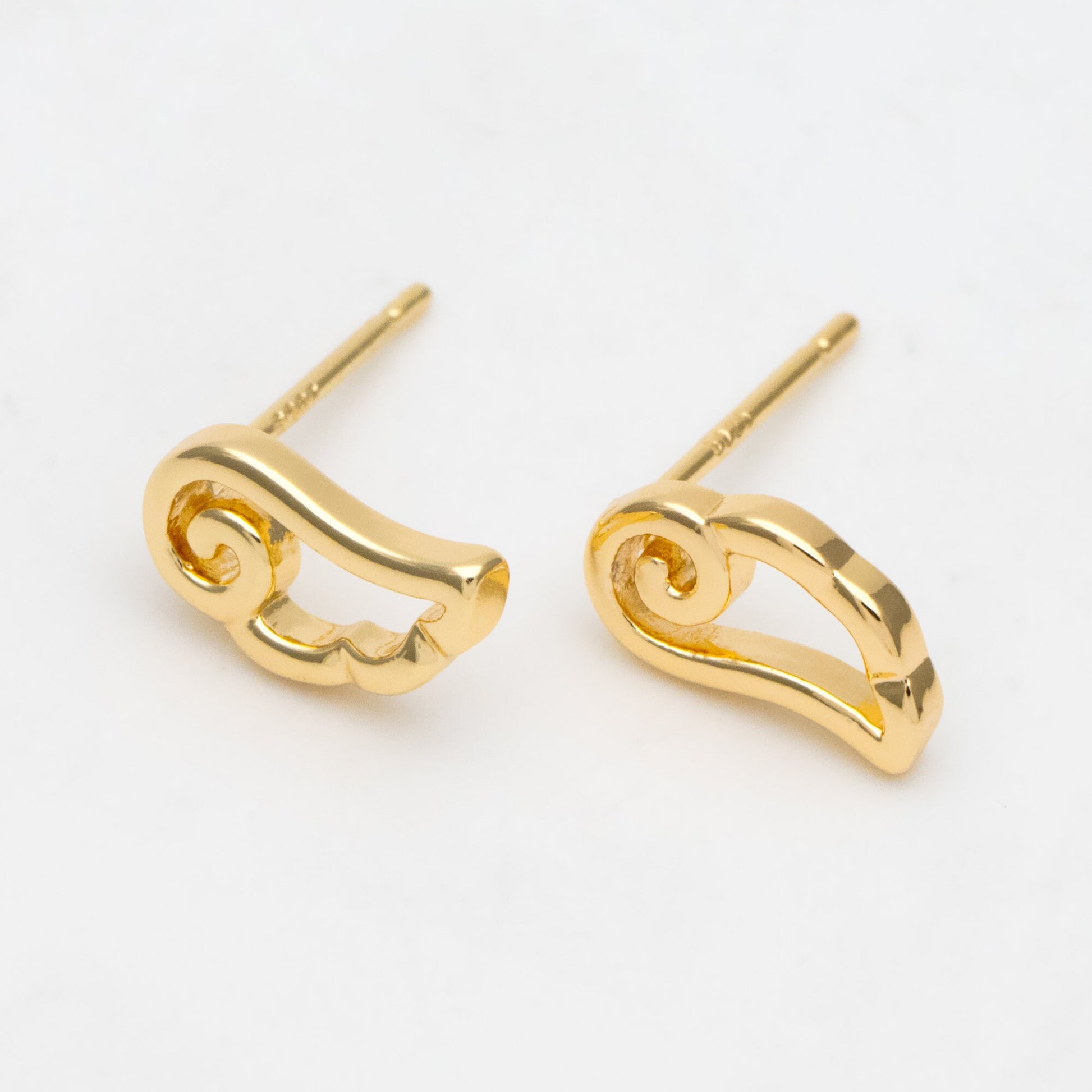 10pcs Gold Tiny Angel Wing Stud Earrings, Dianty Ear Posts, Jewelry Supplies (GB-3491)