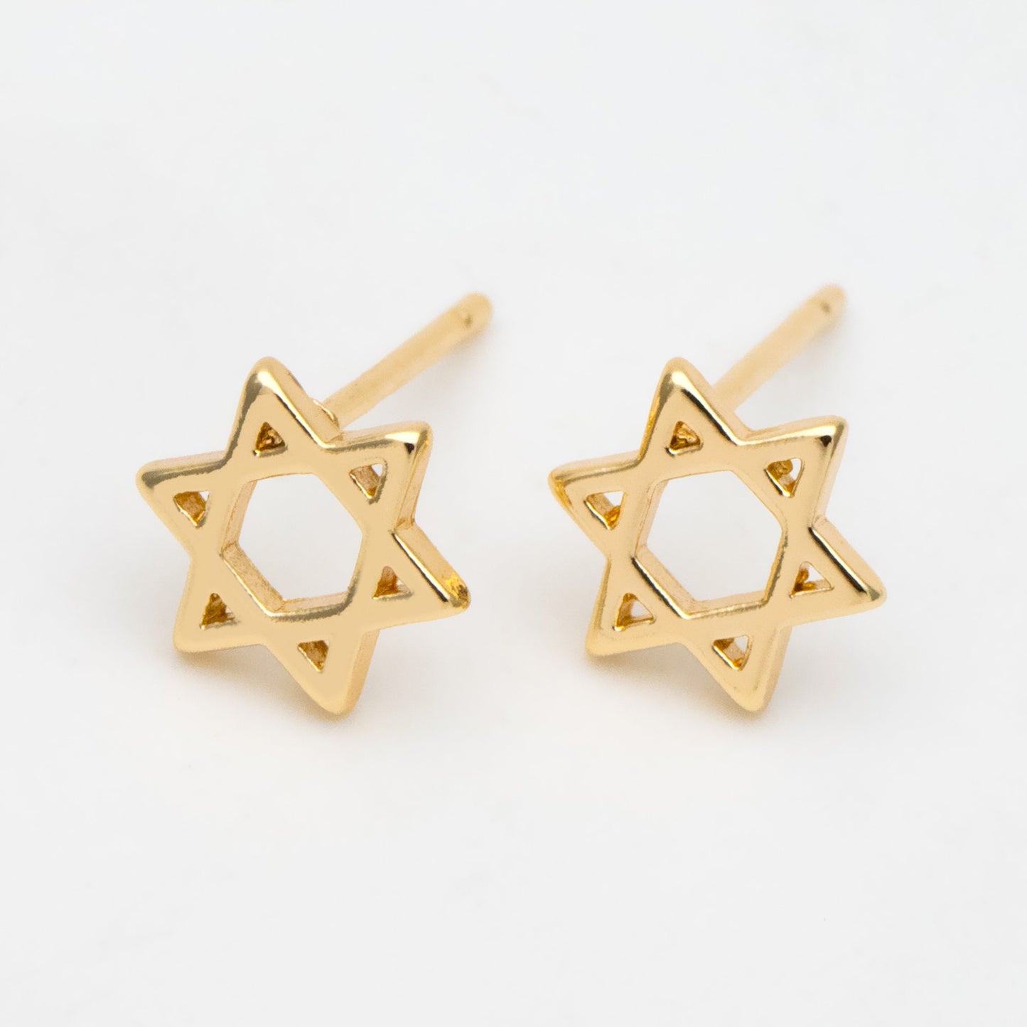 10pcs Gold Star Ear Posts, Real Gold plated Brass, Geometric Earring Studs (#GB-3041-K)