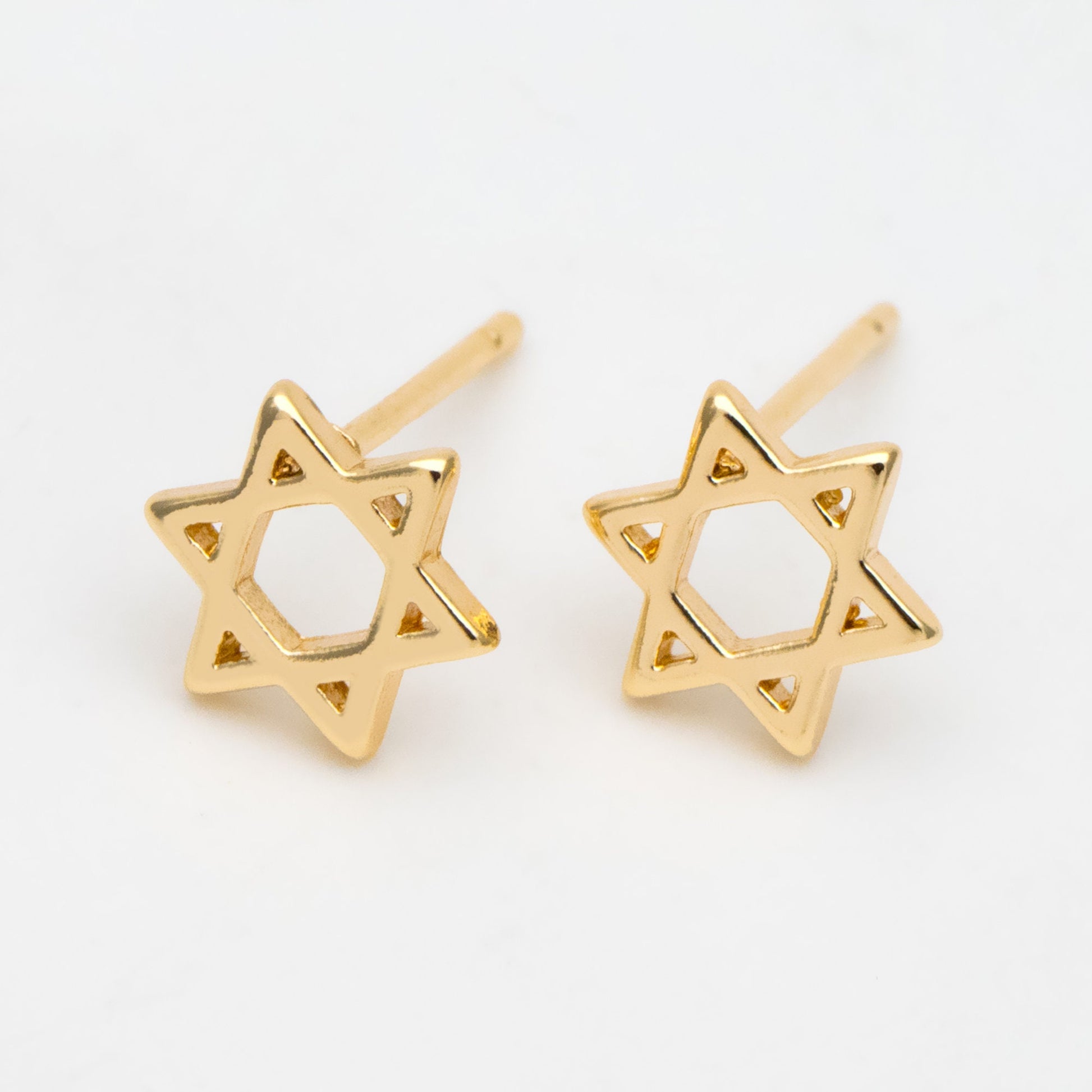 10pcs Gold Star Ear Posts, Real Gold plated Brass, Geometric Earring Studs (#GB-3041-K)