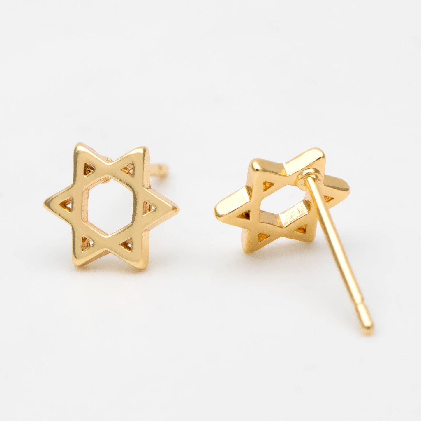 10pcs Gold Star Ear Posts, Real Gold plated Brass, Geometric Earring Studs (#GB-3041-K)