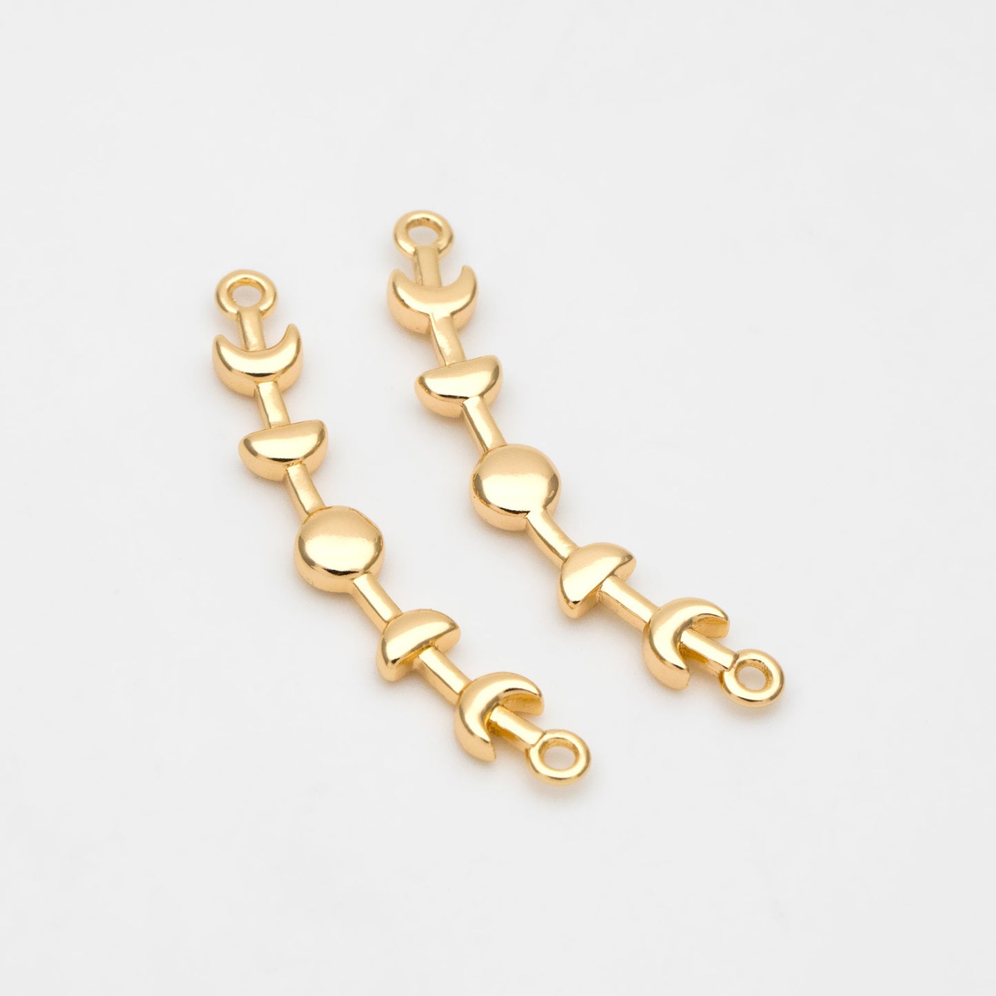 10pcs Gold Moon Phases Bar Connectors 30mm, Real Gold plated Brass Moon Charms (GB-3494)