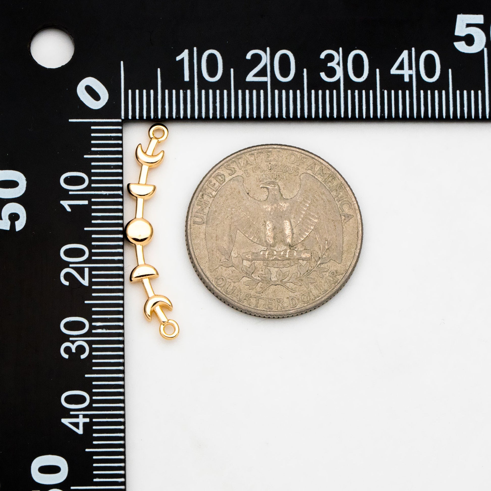 10pcs Gold Moon Phases Bar Connectors 30mm, Real Gold plated Brass Moon Charms (GB-3494)