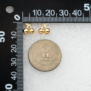 10pcs Gold Cherry Ear Posts 9mm, Real Gold Plated Brass Minimalist Stud Earrings (#GB-3495)