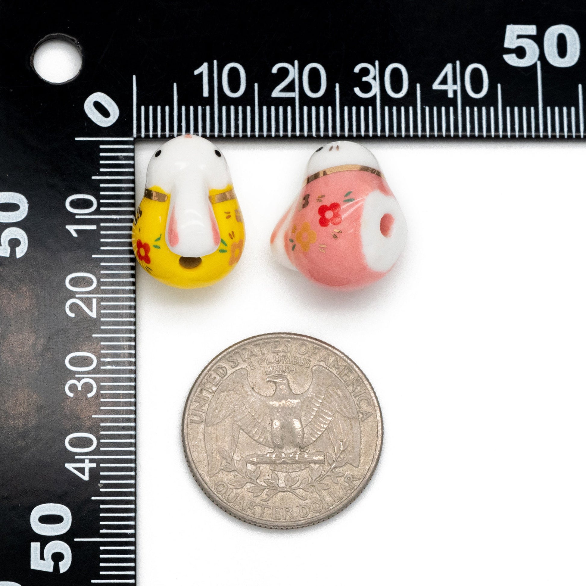 10pcs Kawaii Porcelain Bunny Beads, Ceramic Lovely Rabbit beads, Top Drilled Animal Beads -(TC-172)