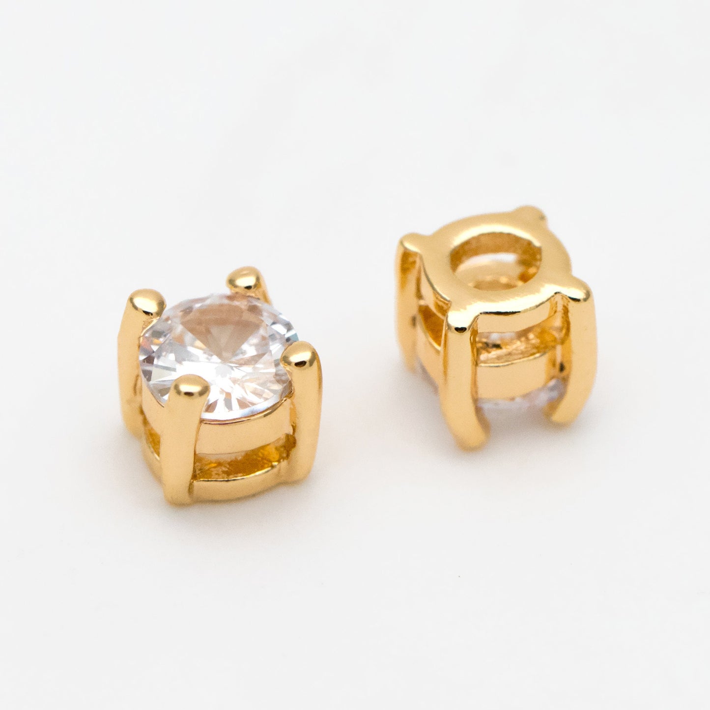 10pcs CZ pave Gold/ Silver Cube Beads 2.5/ 4mm, 18K Gold/ Rhodium plated Brass Spacer Beads, Jewelry Making Diy Material Supplies (GB-3192)