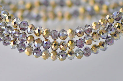 Rondelle Faceted Crystal Glass Beads Rose Gold 3x4mm -BZ04-87 / 145Pcs