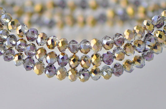 Rondelle Faceted Crystal Glass Beads Rose Gold 3x4mm -BZ04-87 / 145Pcs