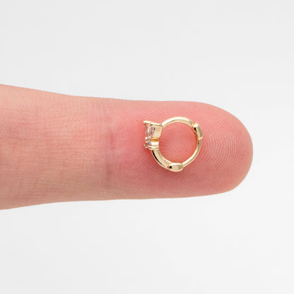 4pcs CZ Pave Tiny Butterfly Hoop Earrings 9mm, 18K Gold/ Rhodium plated Brass, Dainty Earring, Small Gold/ Silver Hoops Earring (GB-3476)