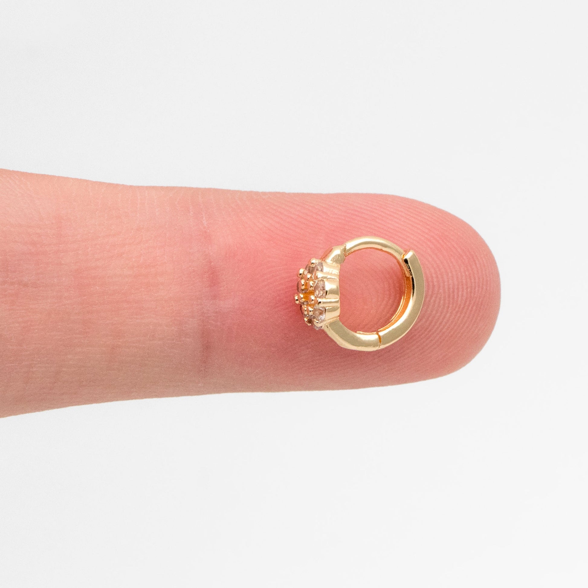 4pcs CZ Pave Circle Hoop Earrings 10/ 12mm, Dainty Huggie Earrings, Minimalist Earring, Small Gold Hoops Earring (GB-3478)