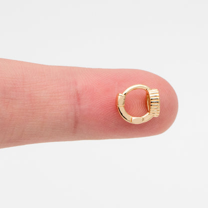 4pcs CZ Pave Tiny Teardrop Hoop Earrings 9mm, Cartilage Hoop (GB-3474-F)