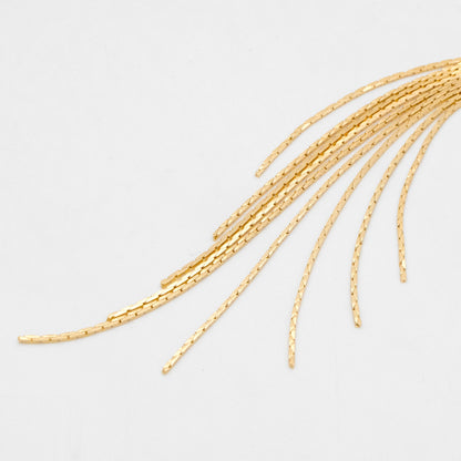 4pcs Gold Oval Disc Tassel Earring, 120mm, 18K Gold plated Brass Dangling Stud Earring (GB-3485)