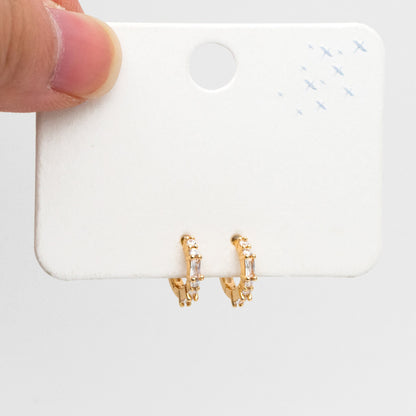 4pcs CZ Pave Hoop Earrings, 11mm, Huggie Earrings, Minimalist Earring, Small Gold Hoops Earring (GB-3399-E)